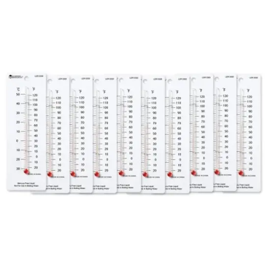Learning Resources Student Thermometers Classroom Supplies Homeschool Set of 10 Ages 8plus: Glass & Plastic, Teaching Aid image {2}