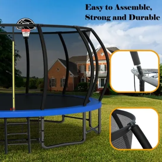 QingMoon 16FT Outdoor Trampoline With Six Stabilizing Poles,Six W-shaped Legs,UV-Resistant Safety Trampoline Fence For Kids And Adults image {6}