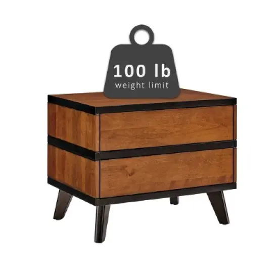 Mid-Century Modern 2 Drawer Nightstand Walnut - Linon image {2}