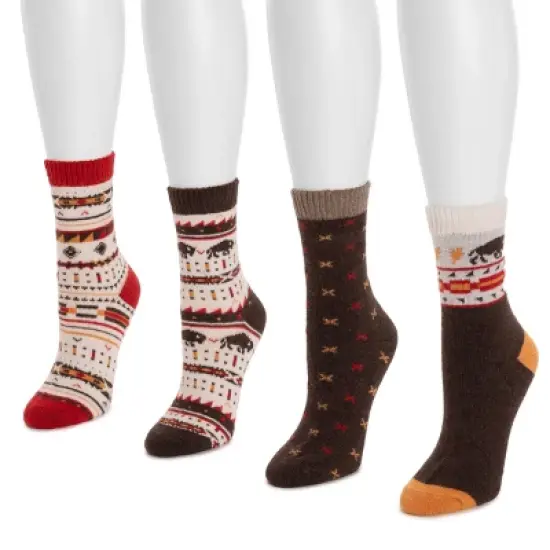 MUK LUKS Women's 4 Pack Holiday Boot Socks image {12}