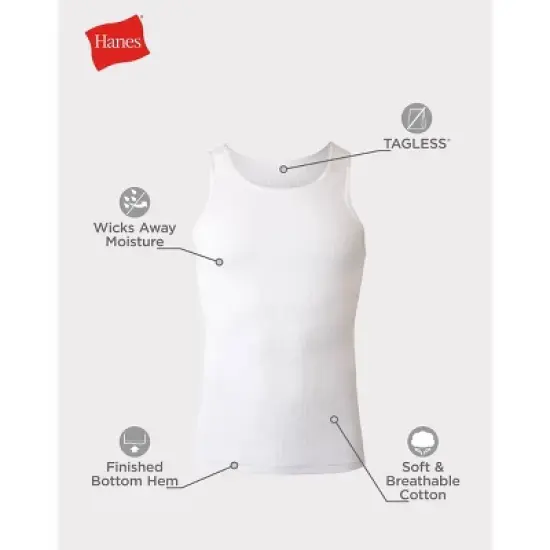 Hanes Men's Tank Top Undershirt 10pk - White image {6}