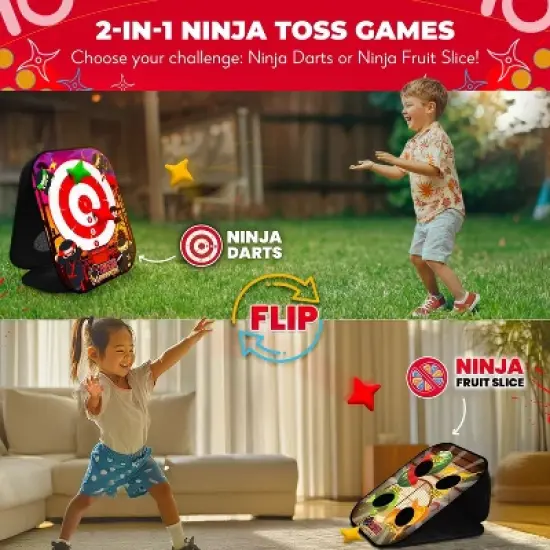 SWOOC Games - Ninja Superstar | 2-in-1 Corn Hole Games for Kids | 5-Second Setup | Ninja Kids Toys | Ninja Games | Bean Bag Toss Game for Kids image {2}