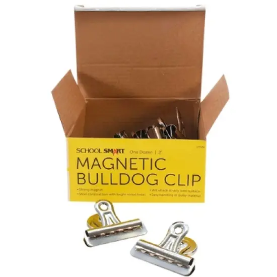 School Smart Magnetic Clips, 2 Inches, Nickel Plated, Pack of 12 image {2}