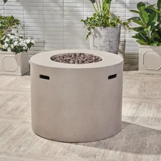 31 Inch Round Outdoor Fire Pit with 40,000 BTU and Hand Crafted Concrete Design image {2}
