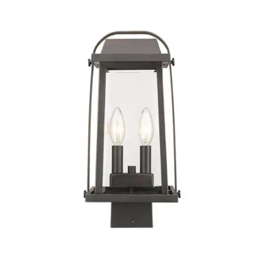 Millworks Outdoor Post Light - 2 Bulb, Dimmable, Wet Rated, Glass Lantern Design image {4}