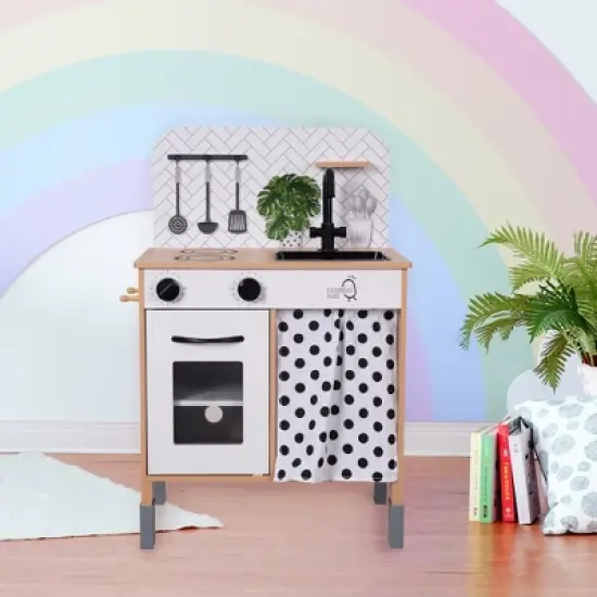 Teamson Kids Little Chef Philly Modern Wooden Kitchen Playset, White/Natural image {2}