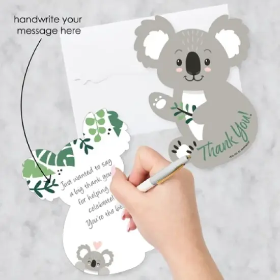 Big Dot of Happiness Koala Cutie - Shaped Thank You Cards - Bear Birthday Party and Baby Shower Thank You Note Cards with Envelopes - Set of 12 image {1}