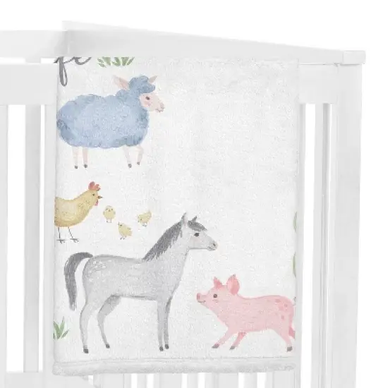 Sweet Jojo Designs Boy or Girl Gender Neutral Unisex Milestone Swaddle Baby Blanket Farm Animals image {1}