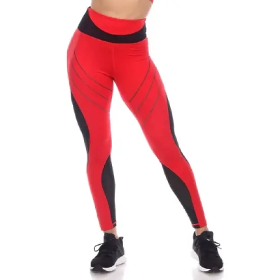 Women's High-Waist Reflective Piping Fitness Leggings  - White Mark image {6}