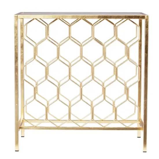 Venwynn Wine Storage Side Table Gold/Gray - Aiden Lane image {4}