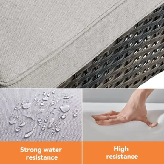 POCASSY 6PCS Patio Furniture Set with Square Fire Pit Table, All Weather Wicker Outdoor Conversation Set with Sofa, Patio Chairs, Firepit and Ottoman image {6}