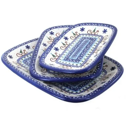 Blue Rose Polish Pottery 6200 Vena 3 Piece Rectangular Serving Set image {9}