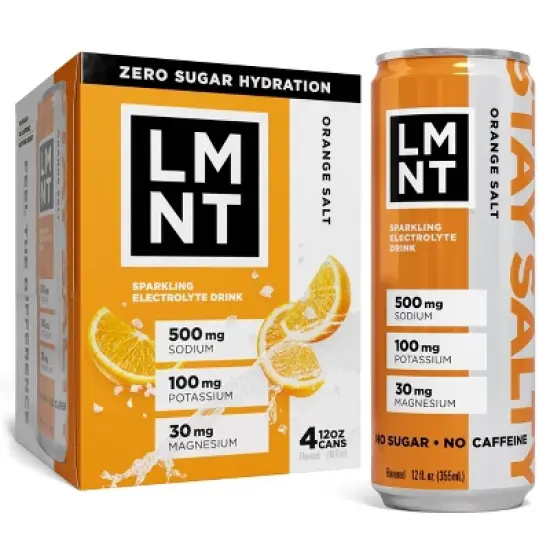 LMNT Zero Sugar Orange Electrolyte Drink - 4pk/12 fl oz Cans image {4}