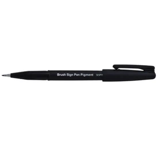 Pentel Arts Sign Pen Brush, Open Stock, Black Pigment Ink, Pack of 6 image {2}