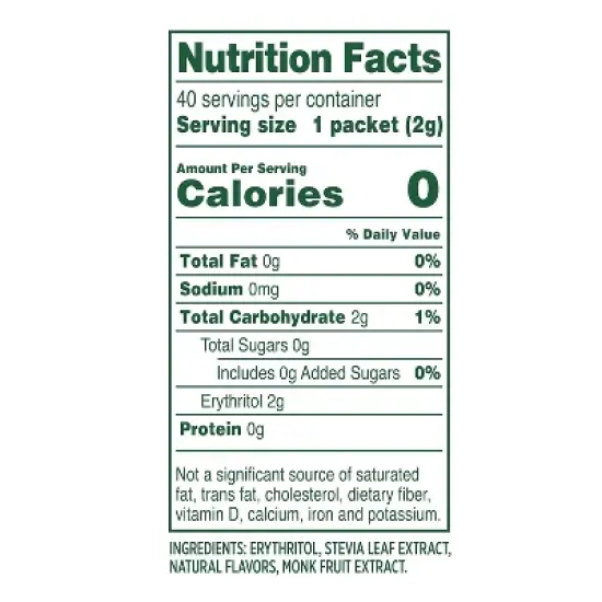 WHOLE EARTH PLANT BASED SWEETENER STEVIA LEAF & MONK FRUIT W/ ERYTHRITOL PACKETS, 40 CT image {1}