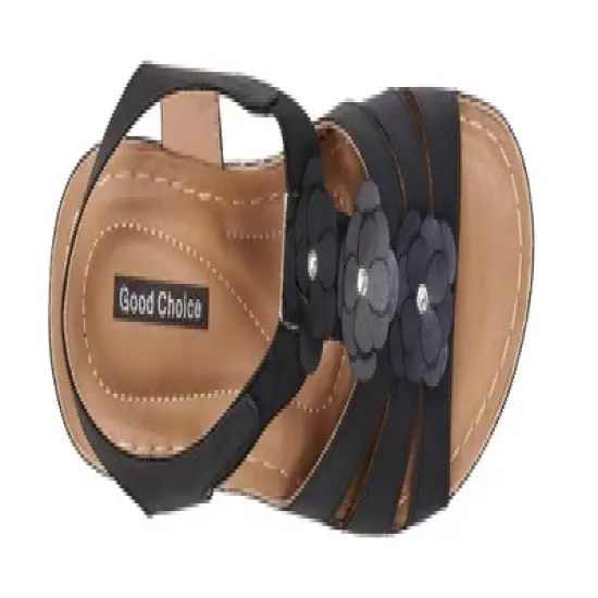 GC Shoes Beck Elastic Flower Comfort Slingback Wedge Sandals image {3}