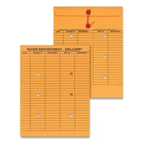Universal Light Brown Kraft String/Button Interoffice Envelope, #97, Two-Sided Five-Column Format, 10 x 13, Light Brown Kraft, 100/Box image {3}