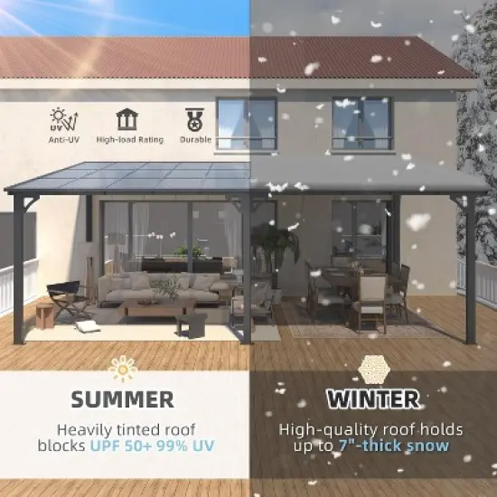 CLIHOME 20 ft. x 12 ft. Aluminum Sloped Roof Hardtop Gazebo Outdoor Pergola with UV Protection Polycarbonate Patio Cover image {5}