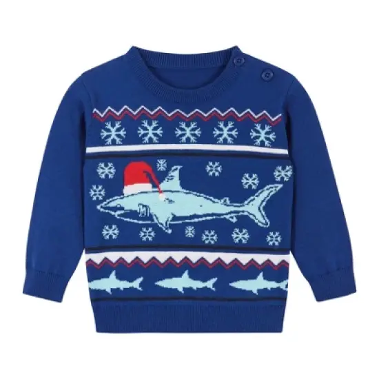 Andy & Evan  Infant  Boys Blue Shark Jacquard Holiday Sweater Set image {2}