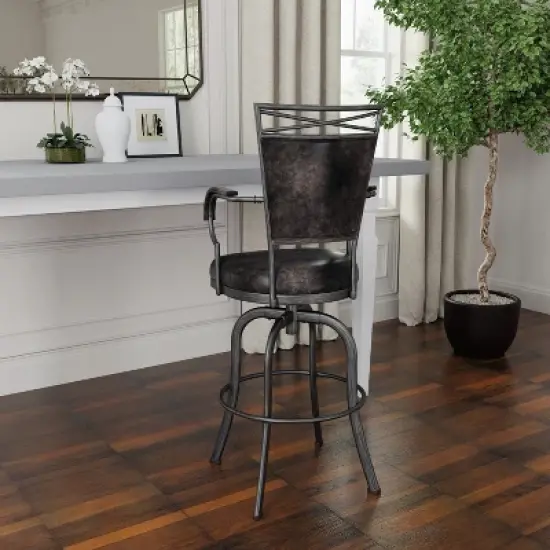 Bridgetown Metal Bar Height Swivel Stool Pewter - Hillsdale Furniture image {1}