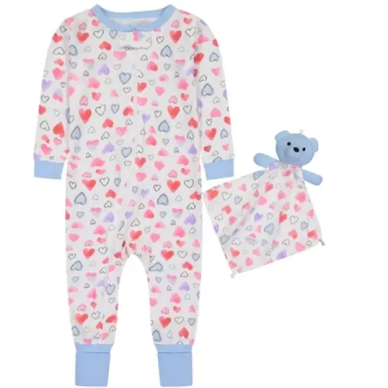 Sleep On It Infant Girls Scribble Hearts Zip-Front Coverall Pajama image {6}