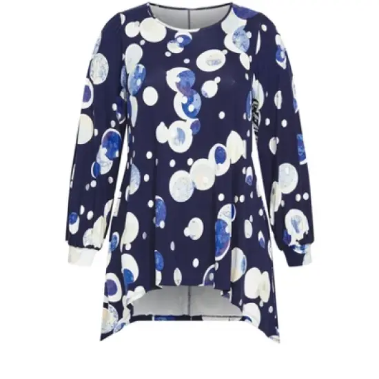 Women's Plus Size Noelle Foil Tunic - riviera foil spot | AVENUE image {2}