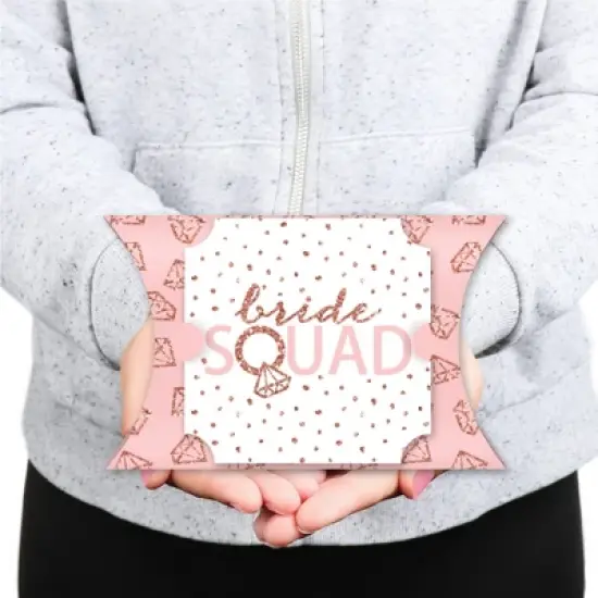 Big Dot of Happiness Bride Squad - Favor Gift Boxes - Rose Gold Bridal Shower or Bachelorette Party Large Pillow Boxes - Set of 12 image {6}