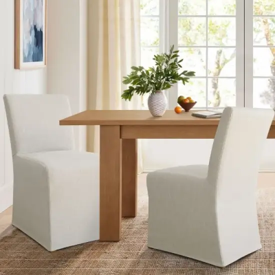 Removable Slipcover Dining Chairs,Armless Accent Chairs with Skirt,Upholstered Parsons Chairs for Living Room or Dining Room-Maison Boucle image {9}