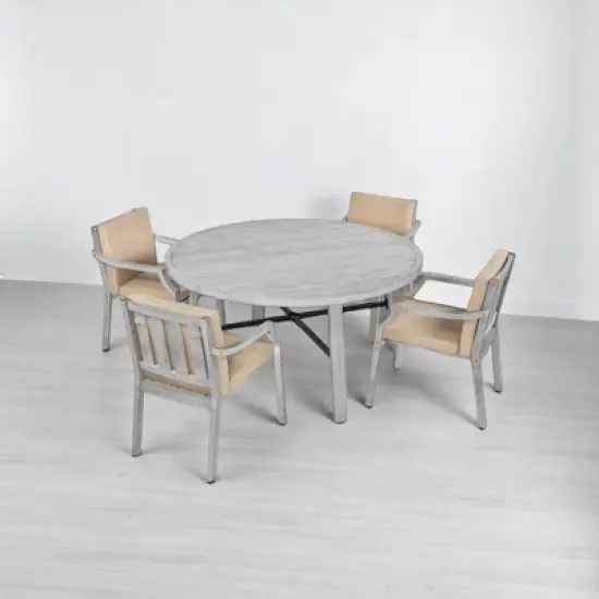 Mshliw 6-Piece Outdoor Dining Set with Acacia Wood Table image {3}