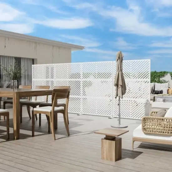 47-inches W x 72-inches H White Galvanized Sheet Screen Outdoor and lndoor Divider for Balcony Patio Garden Room Divider ( Parallel 01) image {1}