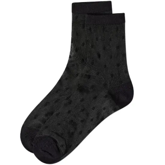 Memoi Women's Sheer-All-Over Polka Dot Ankle Sock image {2}