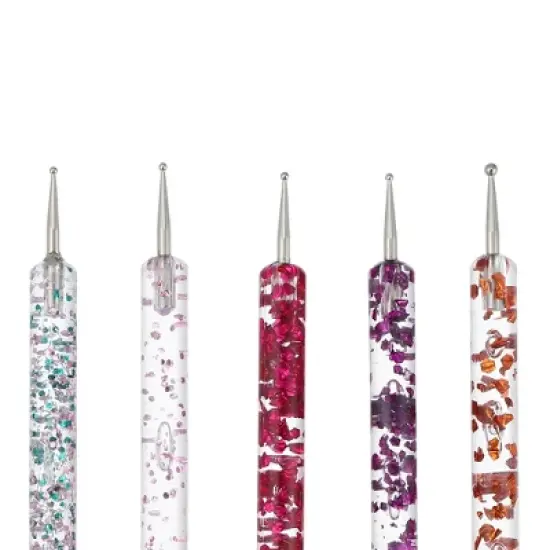 Unique Bargains Double Ended Faux Crystal Handle Nail Art Pens Multicolored 5 Pcs image {1}