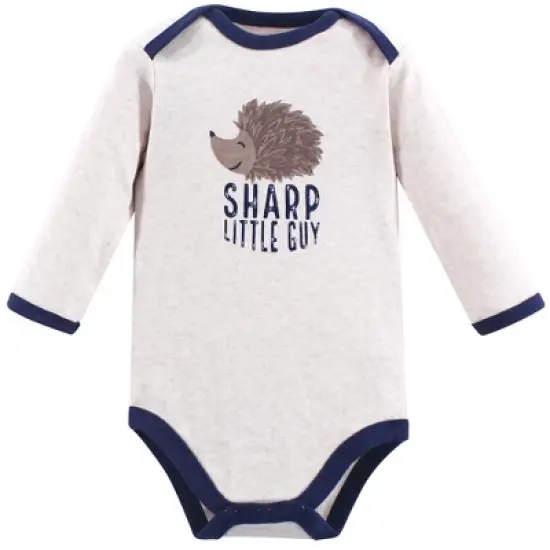 Touched by Nature Baby Boy Organic Cotton Long-Sleeve Bodysuits 3pk, Hedgehog image {3}