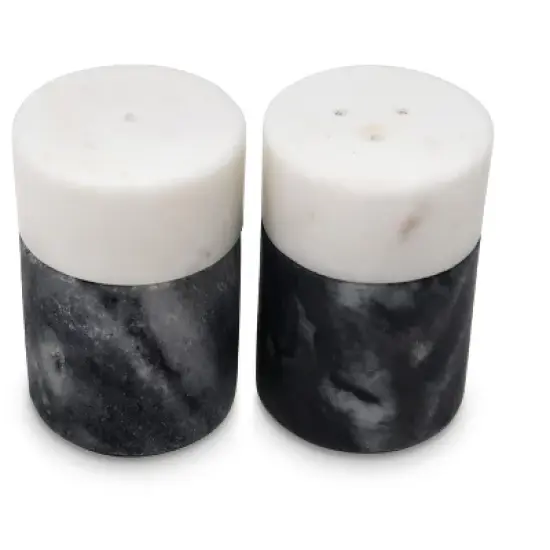 Classic Touch White and Black Marble Salt & Pepper Set image {3}