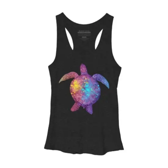 Women's Design By Humans Pink And Purple Watercolor Sea Turtle By Maryedenoa Racerback Tank Top image {2}