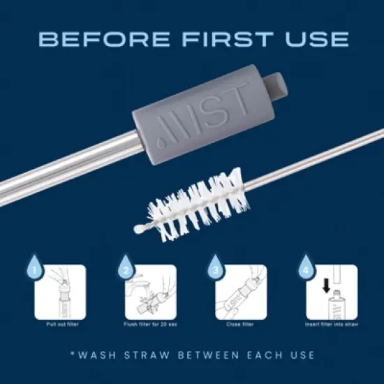 Reusable Stainless Steel Filtering Straws with Brush - 2 Grey and 2 Pink image {5}