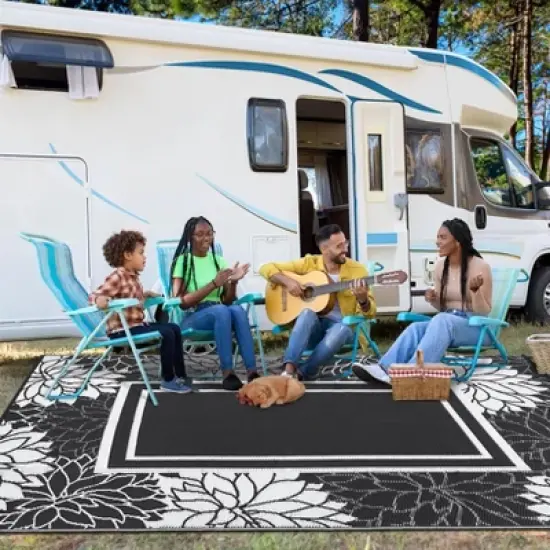 homfan 8'x10' Outdoor Rug - Waterproof Reversible for Patio, RV, Deck image {6}