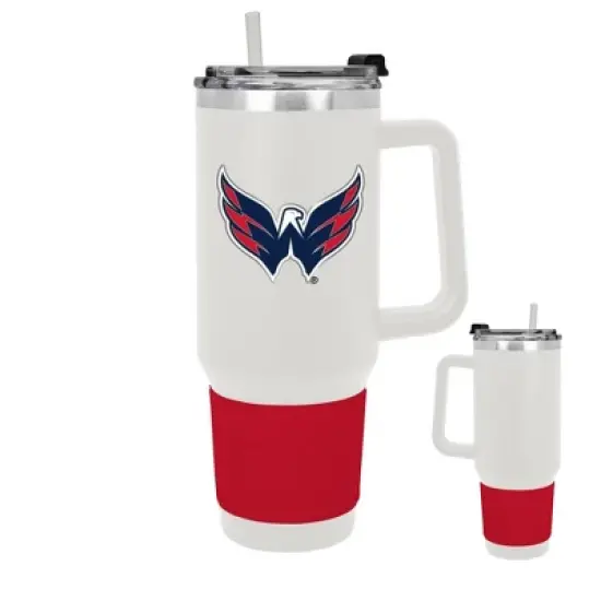 NHL Washington Capitals White Colossus Travel Mug with Team Color Silicon Gripe - 40oz image {2}