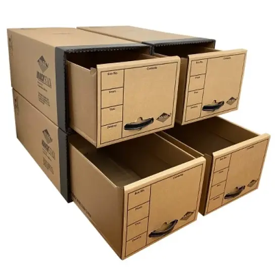 UOFFICE Pack of 4 Quick Stack Drawer File Boxes, 24" x 12.5" x 10.5" image {9}