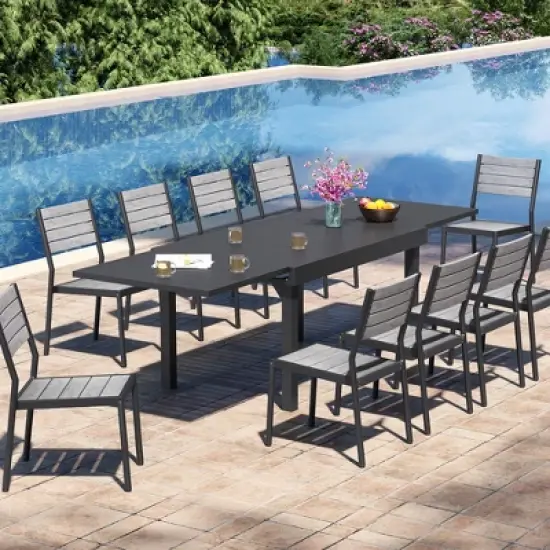 Crestlive Products Modern Aluminum Outdoor Dining Table Expandable Patio Dining Table for 4-6 People Outside image {7}