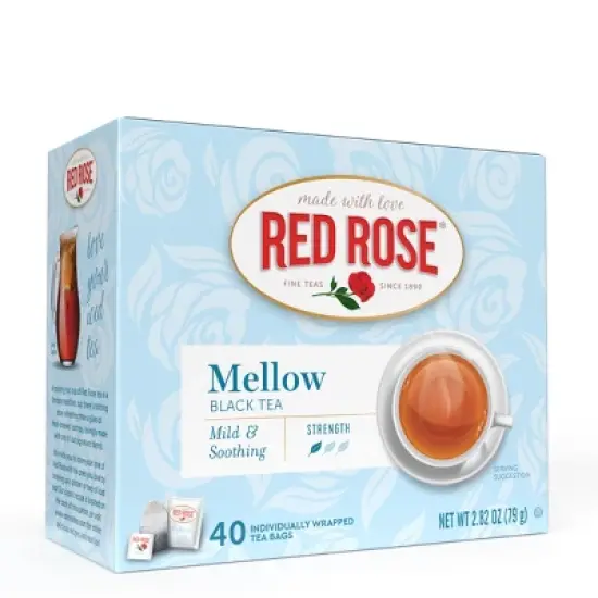 Red Rose Mellow Black Tea Specially Blended for a Mild and Soothing Black Tea with 40 Individually Wrapped Tea Bags Per Box (Pack of 6) image {1}