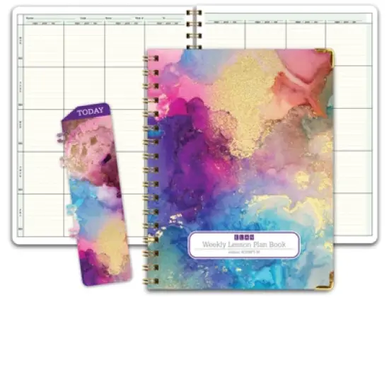 Elan Publishing Company Hardcover Teacher Lesson Plan 8 Period: Days Vertically Down The Side (Rainbow Gold Marble) image {8}
