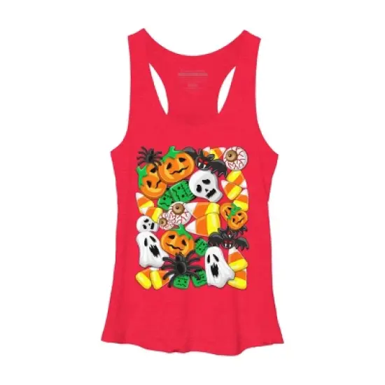 Women's Design By Humans Halloween Spooky Candies Party By BluedarkArt Racerback Tank Top image {3}