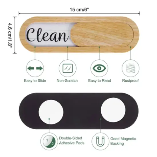 Unique Bargains Kitchen Hotel Indicating Clean Dirty Sign Wood Oval Dishwasher Magnet image {1}