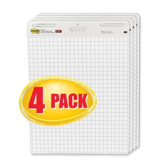 Post-It Self-Stick Easel Pad, 25 x 30 Inches, Grid Ruled, 30 Sheets, Pack of 4 image {3}