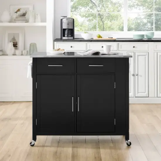 Full Savannah Stainless Steel Top Kitchen Island Cart - Crosley image {7}