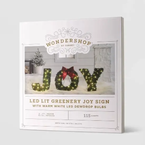 19" Greenery 'Joy' LED Christmas Novelty Sculpture Light with Red Bow - Wondershop&trade; image {3}