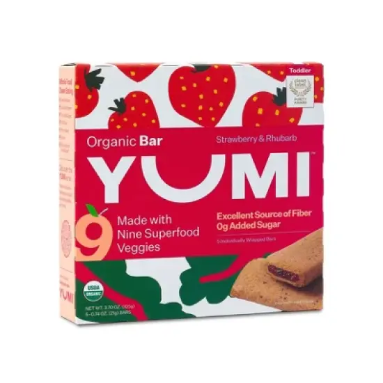 YUMI Organic Strawberry and Rhubarb Baby Snack Bars - 3.7oz/5ct image {5}