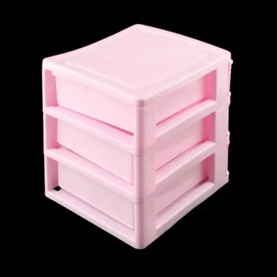 Unique Bargains Home Plastic 3 Layers Cosmetics Lipstick Desk Organizers Pink 1 Pc image {2}