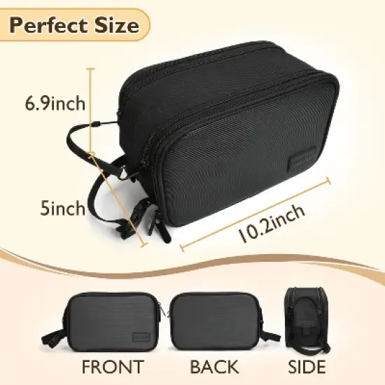 Tirrinia Travel Toiletry Bag for Men, Waterproof Leak-Proof Toiletries Organizer Dopp Kit Pouch for Gym, Daily Use & Essentials Storage image {4}